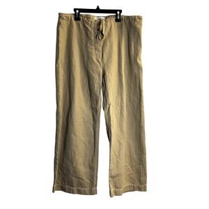 nili lotan Elastic waistband drawstring linen pants relaxed straight sz M beige